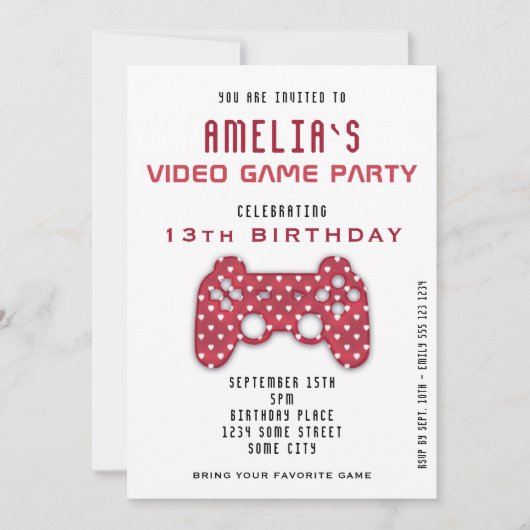 Videogame Party Red Controller Gaming Birthday Kaart (Voorkant)