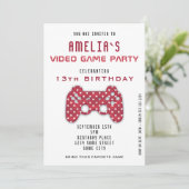 Videogame Party Red Controller Gaming Birthday Kaart (Staand voorkant)