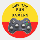 Videogame Party Ronde Sticker (Voorkant)