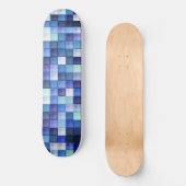 Videogame Pixels Blauw Vierkant Patroon Persoonlijk Skateboard (Voorkant)