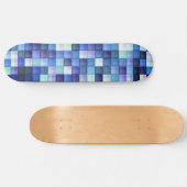 Videogame Pixels Blauw Vierkant Patroon Persoonlijk Skateboard (Horizontaal)