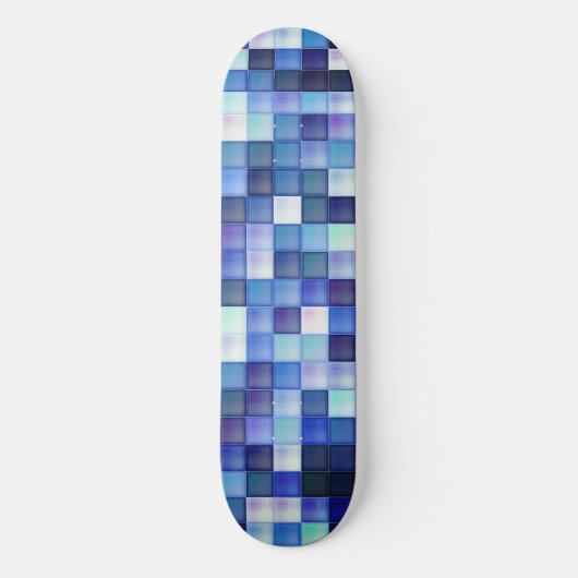 Videogame Pixels Blauw Vierkant Patroon Persoonlijk Skateboard (Voorkant)
