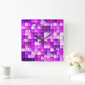 Videogame Pixels Roze Vierkant Patroon met Nummers Vierkante Klok (Huis)