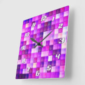 Videogame Pixels Roze Vierkant Patroon met Nummers Vierkante Klok (Hoek)
