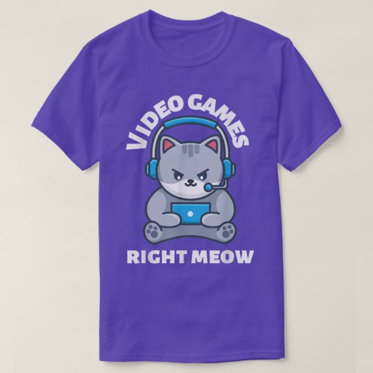 Videogame rechts Meow Funny Cat Meme T-shirt (Design voorkant)
