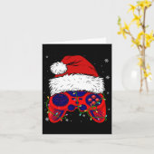 Videogame Santa Hat Leuke Kerst Pus Lights Boys Kaart (Gele Bloem)