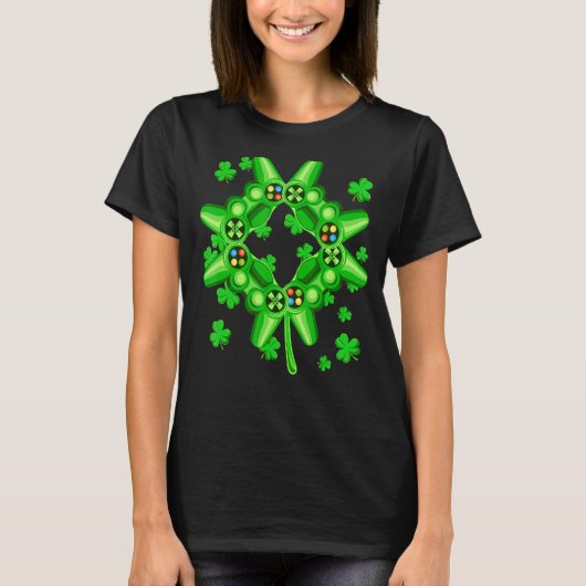Videogame Shamrock Game Controller Happy St Patri T-shirt (Voorkant)