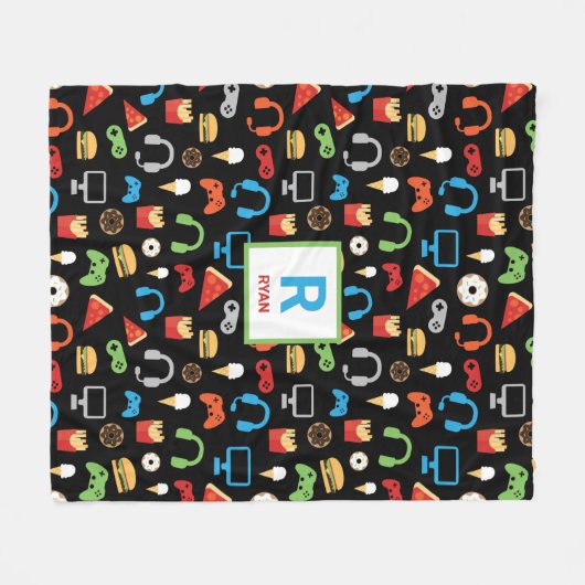 Videogame Snacks Partij Kinder gamer Aangepast Fleece Deken (Voorkant (Horizontaal))