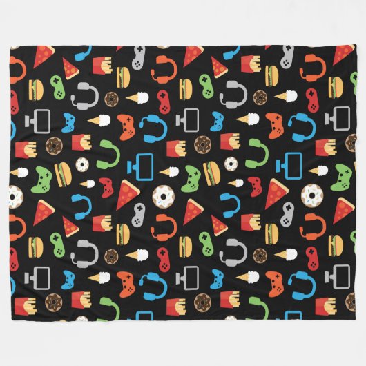 Videogame Snacks Partij Kinder gamer Fleece Deken (Voorkant (Horizontaal))