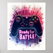 Videogameconsole Controller Klaar voor de strijd Poster (Voorkant)