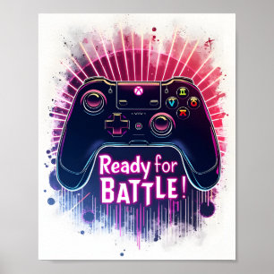 Videogameconsole Controller Klaar voor de strijd Poster