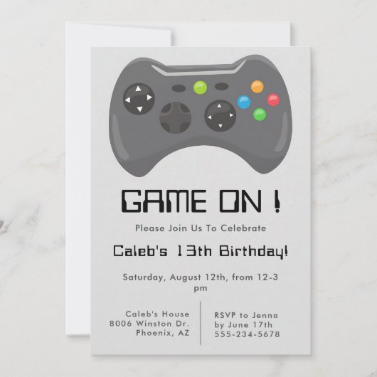 Videogamecontroller Grijs Jongens Verjaardag Kaart (Voorkant)