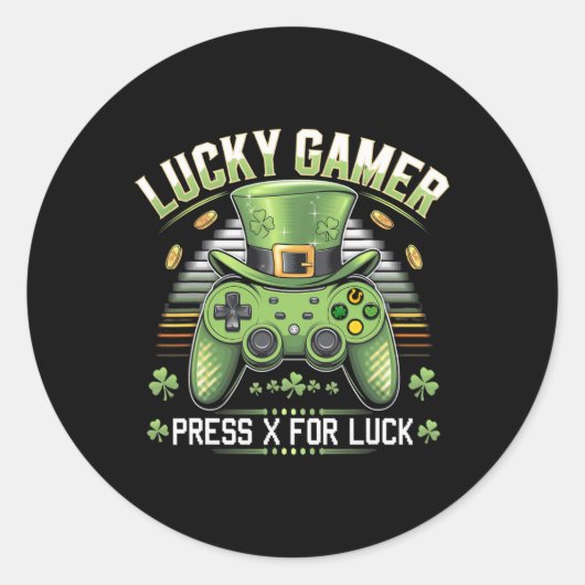 Videogamecontroller Ierse gamerjongens St. Patrick Ronde Sticker (Voorkant)