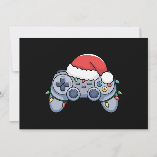 Videogamecontroller Kerstman Hoed Gamer Feestdagenkaart (Voorkant)