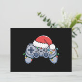 Videogamecontroller Kerstman Hoed Gamer Feestdagenkaart (Staand voorkant)