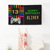 Videogamecontroller Neon Gaming Verjaardagsfeestje Spandoek (Insitu)