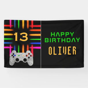 Videogamecontroller Neon Gaming Verjaardagsfeestje Spandoek