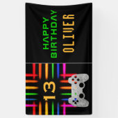 Videogamecontroller Neon Gaming Verjaardagsfeestje Spandoek (Verticaal)