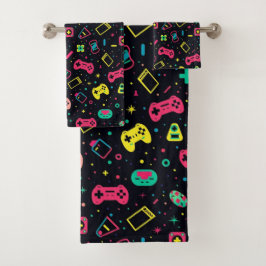 Videogamecontrollers en speelgoedpatroon bad handdoek