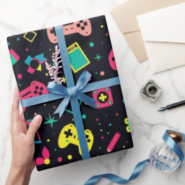 Videogamecontrollers en speelgoedpatroon cadeaupapier