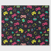 Videogamecontrollers en speelgoedpatroon cadeaupapier (Vlak)