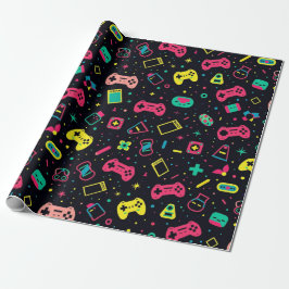 Videogamecontrollers en speelgoedpatroon cadeaupapier