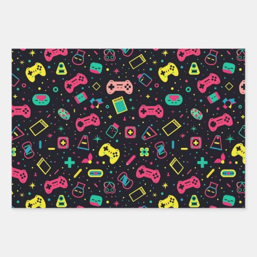 Videogamecontrollers en speelgoedpatroon inpakpapier vel (Voorkant 3)