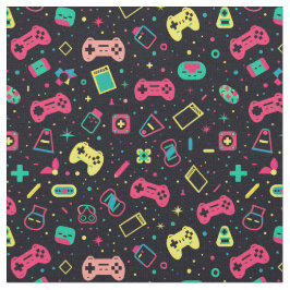 Videogamecontrollers en speelgoedpatroon stof