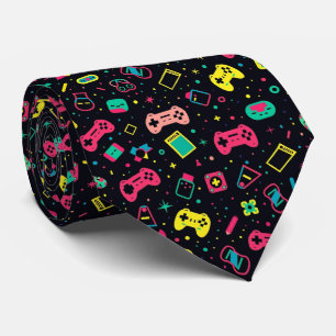 Videogamecontrollers en speelgoedpatroon stropdas