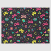 Videogamecontrollers en speelgoedpatroon tissuepapier (Voorkant)