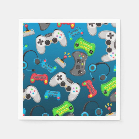 Videogamecontrollers Gamer Verjaardagsfeest Servetten (Voorkant)