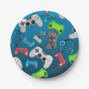 Videogamecontrollers Gamer Verjaardagsfeestje Papieren Bordje