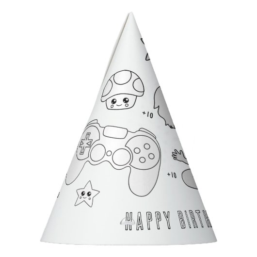 Videogamefeest - Kleur uw eigen Pet Feesthoedjes (Links)