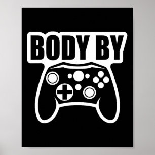 Videogamelichaam op controller Humor gamer Poster