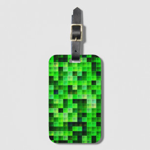 Videogamepixels groen vierkant patroon bagagelabel