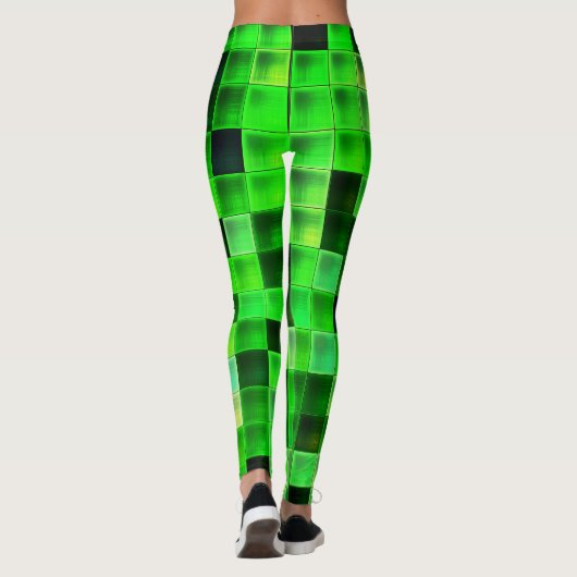 Videogamepixels groen vierkant patroon leggings (Achterkant)