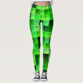 Videogamepixels groen vierkant patroon leggings (Voorkant)