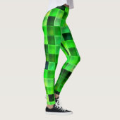 Videogamepixels groen vierkant patroon leggings (Rechts)