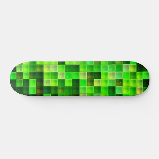 Videogamepixels groen vierkant patroon persoonlijk skateboard (Horizontaal)
