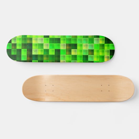 Videogamepixels groen vierkant patroon persoonlijk skateboard (Horizontaal)