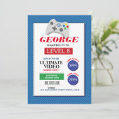 Videogamer Blauwe Rode Vrachtwagens uitnodigen Kaart (Staand voorkant)