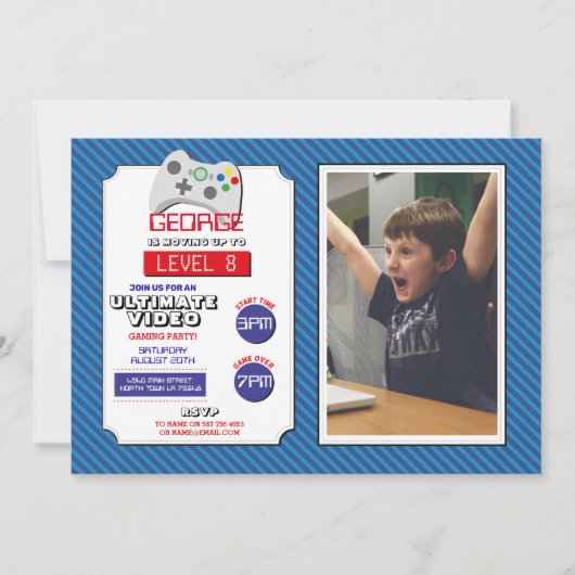 Videogamer Game Blue Red Photo Gaming Kaart (Voorkant)