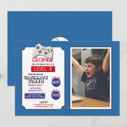 Videogamer Game Blue Red Photo Gaming Kaart (Voorkant / Achterkant)