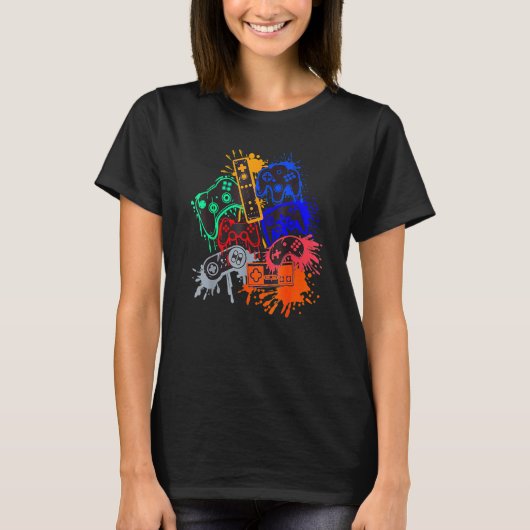 Videogamer Game Controller Colour Splat Mannen T-shirt (Voorkant)