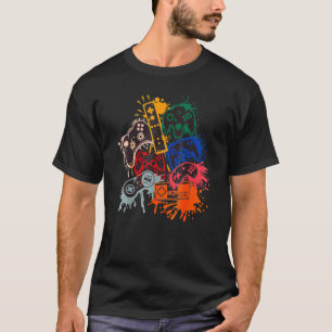 Videogamer Game Controller Colour Splat Mannen T-shirt