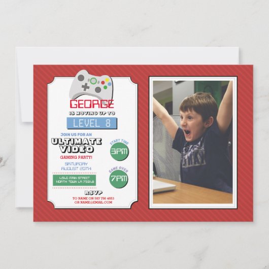 Videogamer Game Red Photo Boys Gaming Kaart (Voorkant)