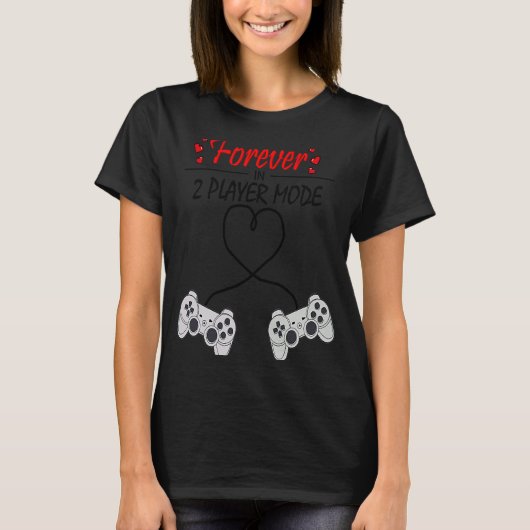Videogamer hartcontroller voor altijd 2 speler t-shirt (Voorkant)