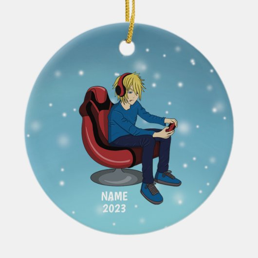Videogamer Keramisch Ornament (Voorkant)