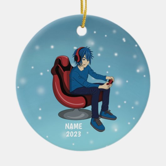 Videogamer Keramisch Ornament (Voorkant)