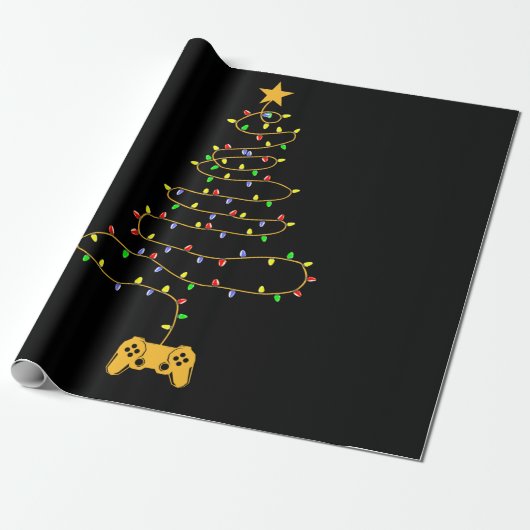 Videogamer kerstboom lampjes voor games Pajama Cadeaupapier (Uitgerold)